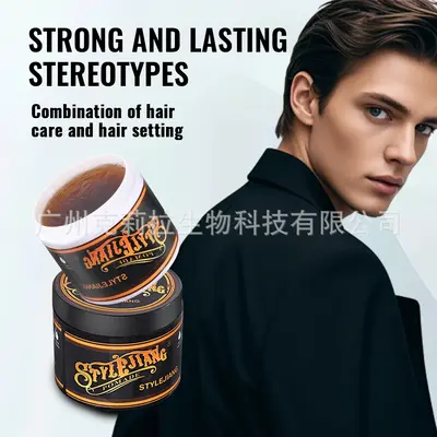 Retro Men's Hair Pomade, Slicked-Back Style, Skull Design, Water-Based - 1