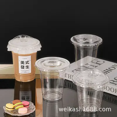 500 ml plastik içecek ham hindistan cevizli latte tek kullanımlık ambalajlı pet buzlu toz soğuk içecek kapaklı kahve sütlü çay bardağı