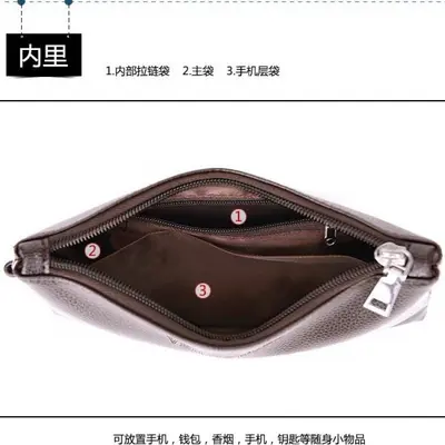 Herren-Ledertasche, Clutch im Umschlagstil, Handyfach - 3
