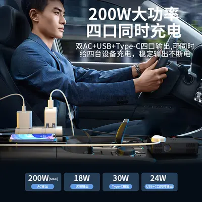 12V to 220V Car Power Inverter, Cigarette Lighter Socket, PDQC3.0 - 5