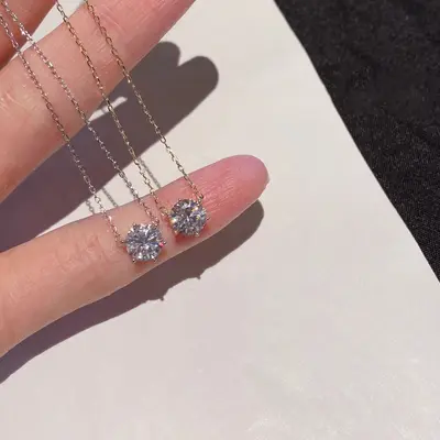Sechszackiger Zirkon-Anhänger mit Kette für Damen - 5