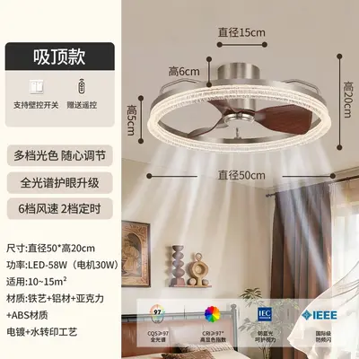 Bauhaus Ceiling Fan Chandelier with Light, for Bedroom and Dining Room - 9