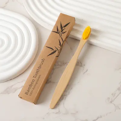 Tek kullanımlık bambu diş fırçası, yumuşak kıllı, kağıt kutulu - 9