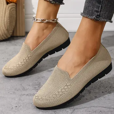 Women's Spring Summer Shoes, Breathable Mesh, Non-Slip Flat Sole - 9