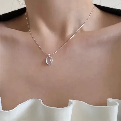 S925 gümüş inci kolye, köprücük zincir - 9