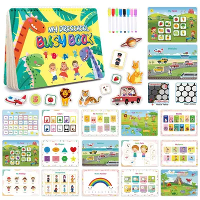 Meşgul kitap (busy book), çocuklar için erken eğitim yapıştırma ve açılır kitap - 7