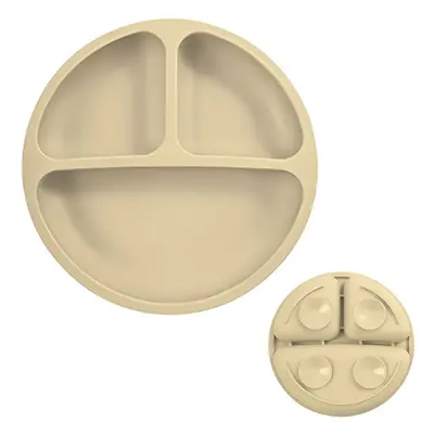 Babyteller aus lebensmittelechtem Silikon mit Deckel, 3 Fächer, Saugnapf - 9