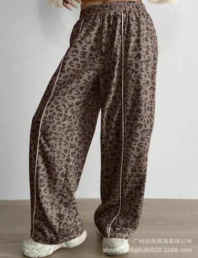 2026 Leopard Print Women's Elastic Waist Casual Drape Pants - 6