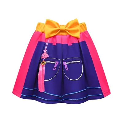 Cosplay Mädchen Kurzarm Faltenrock mit Tasche Dreiteiler