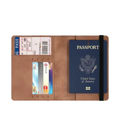 Cross-Border Stock RFID Passport Holder Theft-Proof Passport Bag PU Leather Travel Document Storage Organizer Anti-Magnetic Passport Case