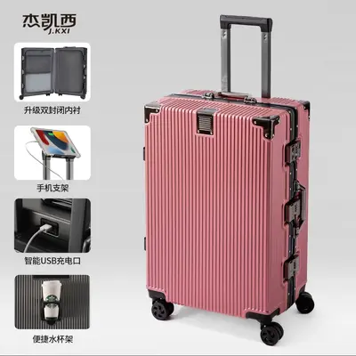 Travel Suitcase Student Large Capacity Aluminum Frame Password Luggage Men Women Trolley Case Durable Heavy-duty Reinforced Pull Rod Suitcase Universal Wheels - 10