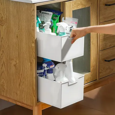 Çekilebilir plastik depolama çekmecesi, masaüstü ve dolap için - 5