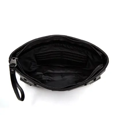 Men's Genuine Leather Accordion Document Clutch with Wrist Strap - 4