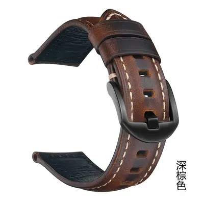 Handmade Vintage Genuine Leather Watch Strap, Oil-Waxed, 18-26 mm