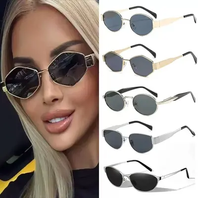 Mehrere neue grenzüberschreitende Arc de Triomphe Sonnenbrillen mit ovalem Metallrahmen Damen Fashion Street Style Sonnenbrille 8822