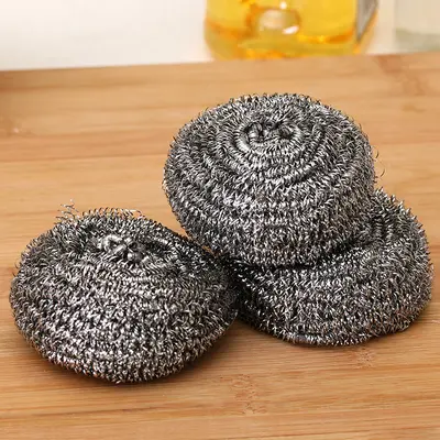 Stainless Steel Wire Scrubber Ball, Rust-Free, Non-Shedding