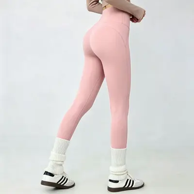 Damen-Yogahose hohe Taille, 7/8-Länge, po-hebend - 12