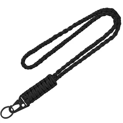 Heavy-Duty Braided Paracord Neck Lanyard Keychain for Outdoor Use - 7