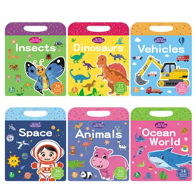 6-Piece Children's Quiet Books with Reusable Stickers - 7