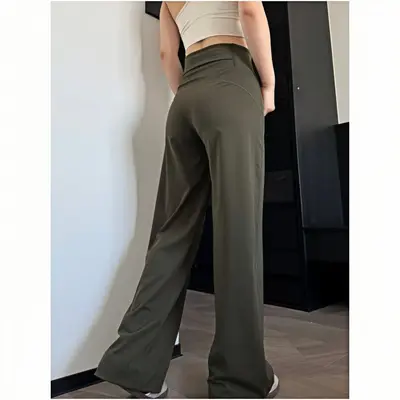 High-Waist Drape Wide-Leg Yoga Pants for Women, Loose Fit, Breathable