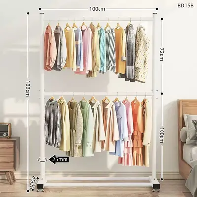 Double-Layer Floor-Standing Clothes Drying Rack for Bedroom - 7