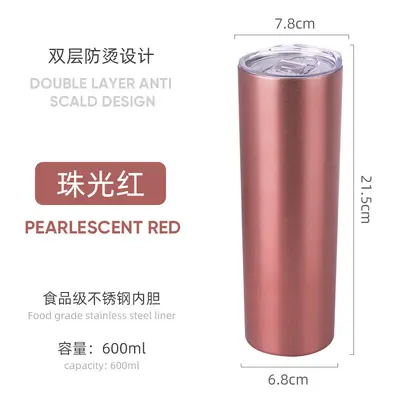 Gerader Edelstahl-Thermobecher 20 oz, schlank, tragbar für unterwegs - 7