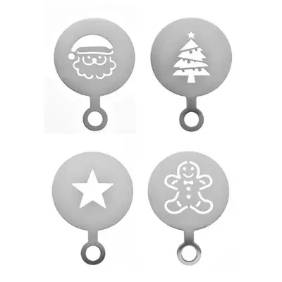 Stainless Steel Latte Art Stencil and Round Icing Sugar Sifter, Hollow Pattern - 7