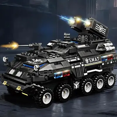 Military Tank and Fighter Jet Building Block Set, Mini Bricks for Kids - 8