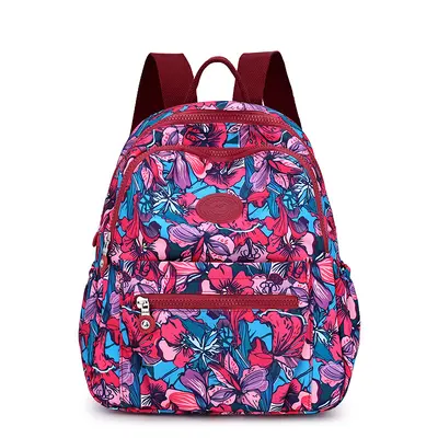 Women's Large-Capacity Printed Nylon Backpack - 13