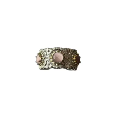 Italian design daisy flower ring, colorful gemstone, vintage style for women