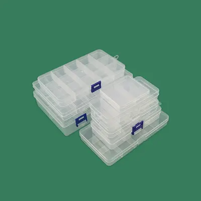 Bölmeli plastik masaüstü saklama kutusu 10 15 24 bölmeler şeffaf düğme olta takımı aksesuarları takı kozmetik ambalaj kutusu - 3