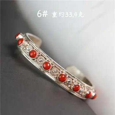 Nepal handgefertigtes Türkis-Armband, Silbereinlage, verstellbar - 7