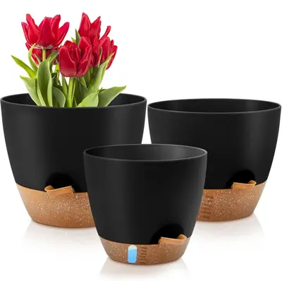 Self-Watering Plastic Planter with Visible Water Level for Balcony and Garden - 7