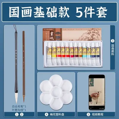 Çin resmi pigment seti, 12 veya 24 renk, başlangıç - 8