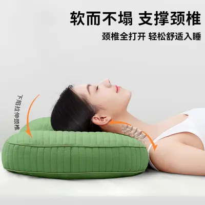 Cotton Buckwheat Pillow, Neck Support, Firm High Adult Pillow, Set of 2