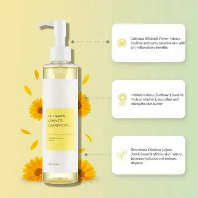 Calendula makeup remover oil, light texture