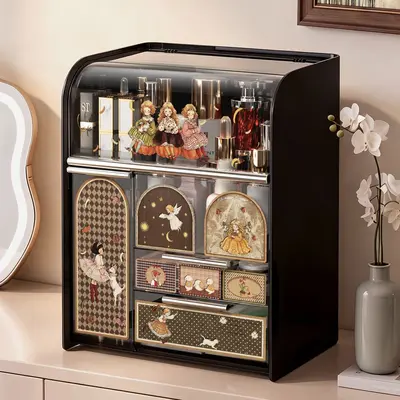 Desktop vintage-style dustproof large-capacity cosmetics organizer - 2