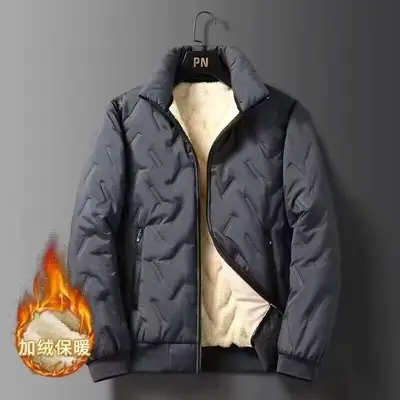 Herren-Winterjacke, verdickt mit Lammwolle, winddicht, Fleecefutter - 8