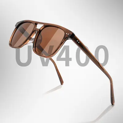 Women's Square Frame Sunglasses, Double Bridge, UV-Proof, Model 2A812 - 4