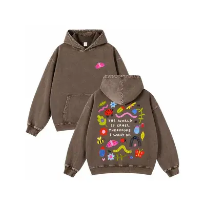 Y2 Schweres Kapuzensweatshirt, 3D-Digitaldruck Insekten-Graffiti, Luftschicht