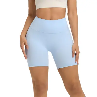 Yüksek belli kadın yoga şortu, cepli, dikişsiz, kalça kaldırıcı - 6