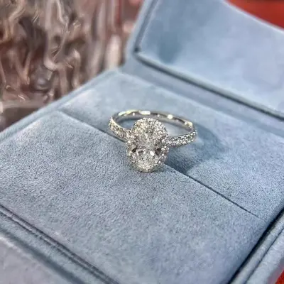 Moissanite Oval Ring, Adjustable, Unique Design - 4