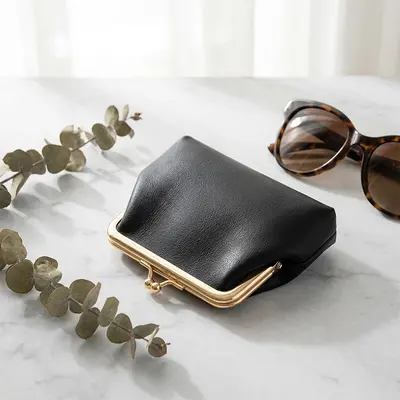 Retro Oily Leather Iron Clip Coin Purse, Large Capacity, Light Gold Clip Edge, Candy Color Mini Handheld Coin Pouch