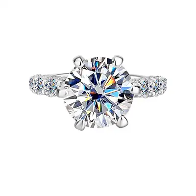 S925 Silver Moissanite Ring, Moonlight White, Women's - 13