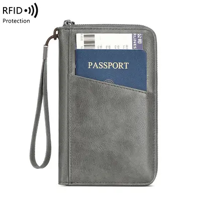 RFID pasaport cüzdanı, büyük kapasiteli, çok fonksiyonlu - 10