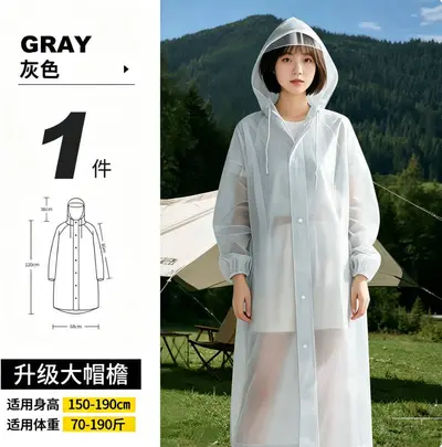EVA-Regenjacke mit Kapuze, lang, Einweg - 8
