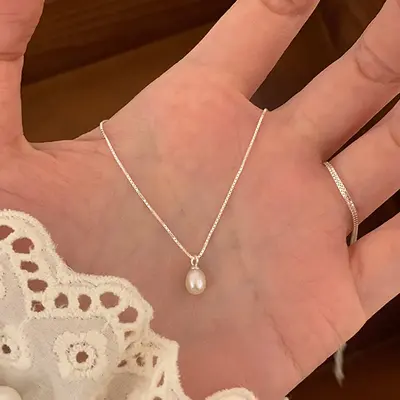 S925 sterling silver freshwater pearl necklace - 7