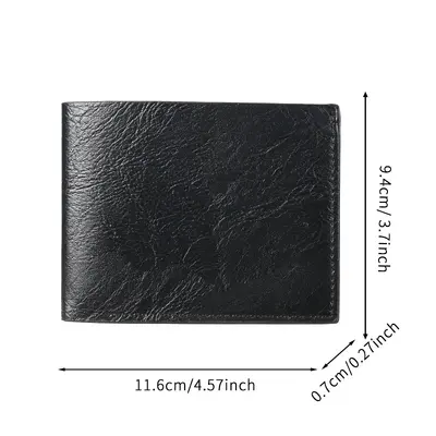 Short Men's Leather Wallet, Multifunctional Card Holder, Bifold Coin Compartment - 6