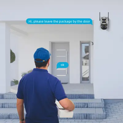 PTZWifi Kamera Außenbereich Nachtsicht Dual-Screen Menschenerkennung 4MP Sicherheit CCTV Überwachungs-IP-Kamera