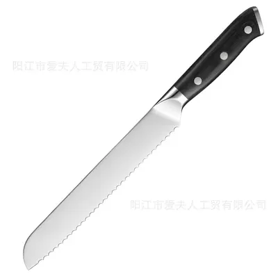 厂家批发跨境厨房厨师刀具套装黑彩木双钢头镜光三德刀西餐刀具 - 9